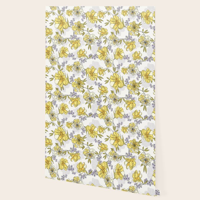 Luxurious pattern with yellow flowers Wallpaper Gallery Image 2