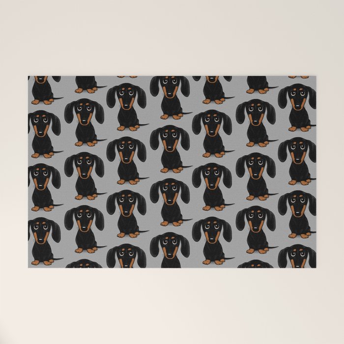 Black and Tan Dachshund | Cute Cartoon Wiener Dog Welcome Mat Gallery Image 1