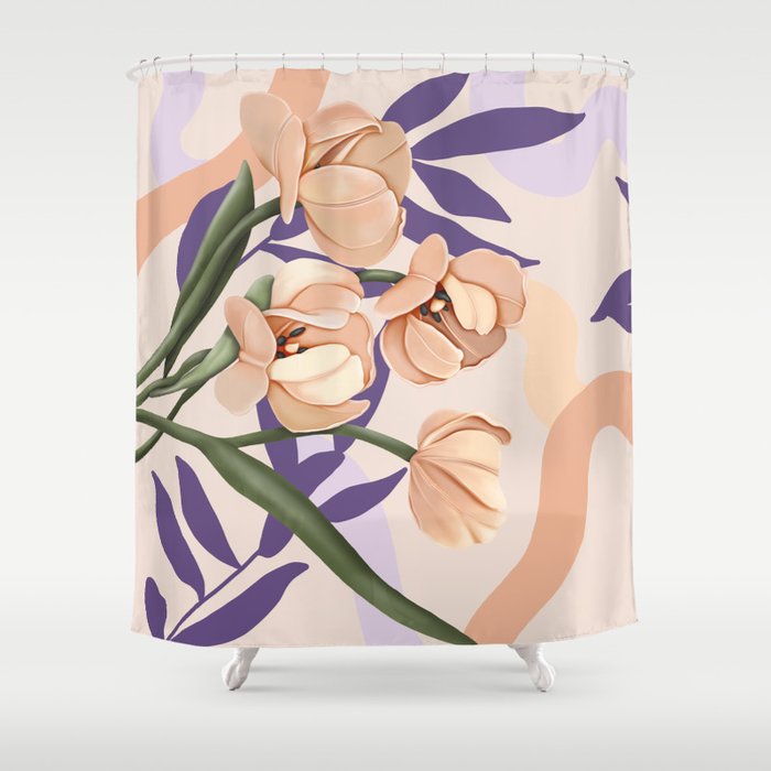 Large pink flowers MP3 Shower Curtain Gallery Image 1