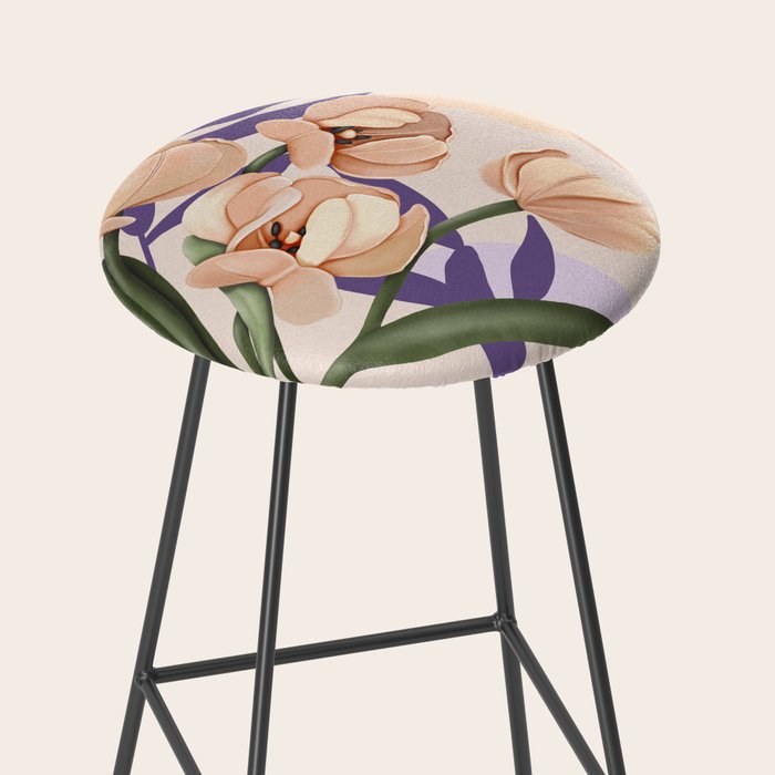 Large pink flowers MP3 Stool Gallery Image 2
