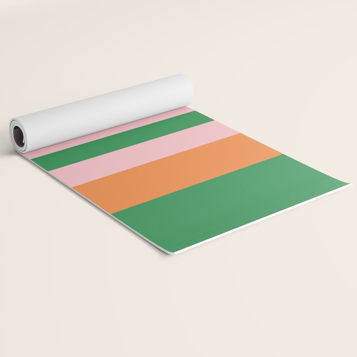 Mixed Stripe Pattern in Green, Pink, and Orange Yoga Mat Gallery Image 2