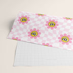 Funny retro flower cartoon checkered pattern Wrapping Paper Gallery Image 2