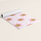 Funny retro flower cartoon checkered pattern Yoga Mat Gallery Image 2