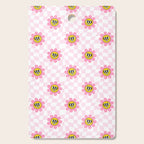 Funny retro flower cartoon checkered pattern Cutting Board Gallery Image 1