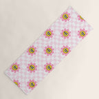 Funny retro flower cartoon checkered pattern Yoga Mat Gallery Image 1