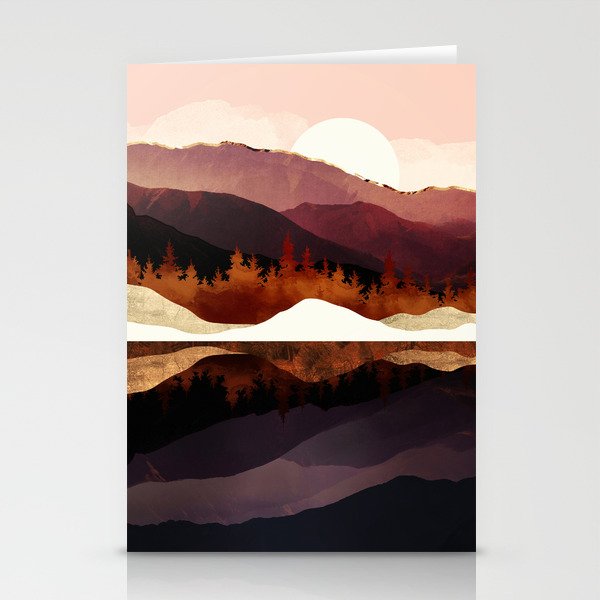 Rose Mountain Reflection Stationery Card Gallery Image 1