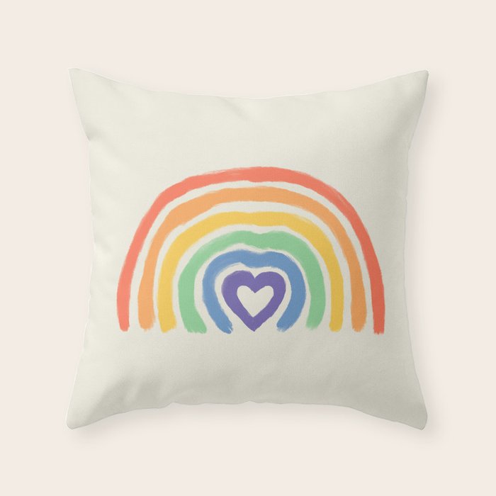 Rainbow Heart Throw Pillow Gallery Image 6