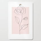 Botanical Line Art, Line Rose, Pink Wall Art, Minimalist Modern Art by Synplus Cutting Board Gallery Image 1