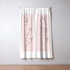 Botanical Line Art, Line Rose, Pink Wall Art, Minimalist Modern Art by Synplus Window Curtain Gallery Image 3