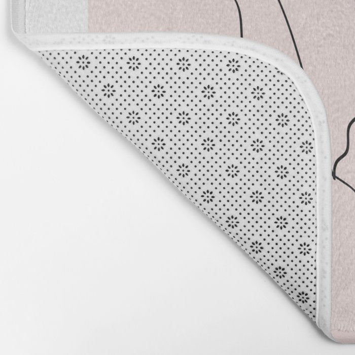 Botanical Line Art, Line Rose, Pink Wall Art, Minimalist Modern Art by Synplus Bath Mat Gallery Image 2