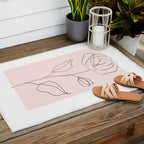 Botanical Line Art, Line Rose, Pink Wall Art, Minimalist Modern Art by Synplus Outdoor Rug Gallery Image 2