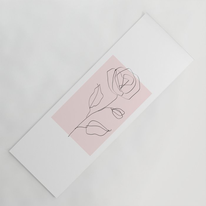 Botanical Line Art, Line Rose, Pink Wall Art, Minimalist Modern Art by Synplus Yoga Mat Gallery Image 1