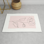 Botanical Line Art, Line Rose, Pink Wall Art, Minimalist Modern Art by Synplus Rug Gallery Image 1