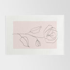 Botanical Line Art, Line Rose, Pink Wall Art, Minimalist Modern Art by Synplus Rug Gallery Image 2