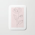 Botanical Line Art, Line Rose, Pink Wall Art, Minimalist Modern Art by Synplus Bath Mat Gallery Image 1