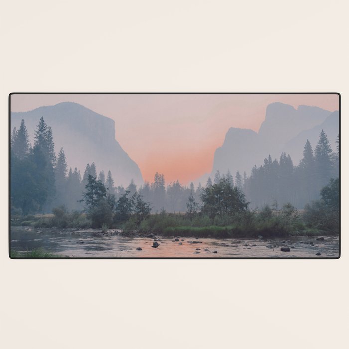 Yosemite Valley Sunrise Pretty Pink Desk Mat Gallery Image 3