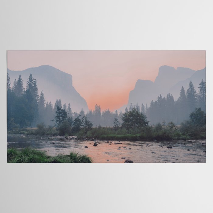 Yosemite Valley Sunrise Pretty Pink Tablecloth Gallery Image 2