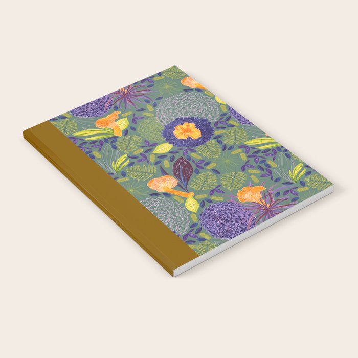 Forest Full of Wild Mushrooms in Sage & Plum Notebook Gallery Image 2