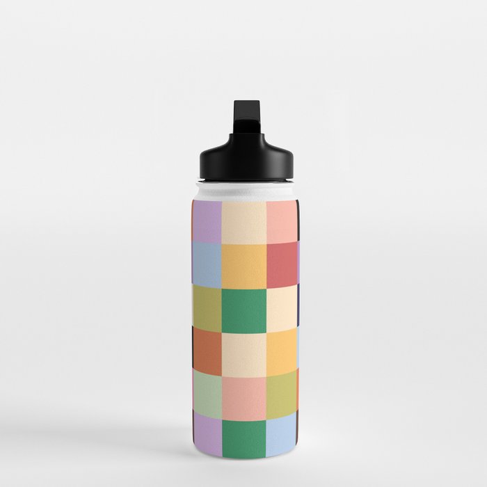 Retro Colorful Check Water Bottle Gallery Image 3