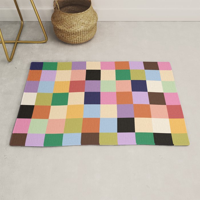Retro Colorful Check Rug Gallery Image 1
