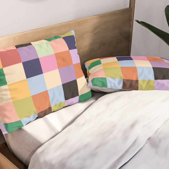 Retro Colorful Check Pillow Sham Gallery Image 2