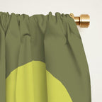 Bright Yellow Teardrop Pattern on Olive Green Window Curtain Gallery Image 2