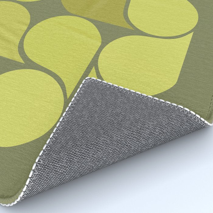 Bright Yellow Teardrop Pattern on Olive Green Rug Gallery Image 4