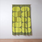 Bright Yellow Teardrop Pattern on Olive Green Window Curtain Gallery Image 3