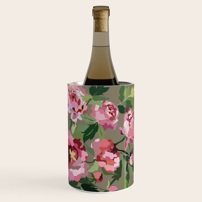 Happy peony medium gray background Wine Chiller Gallery Image 3