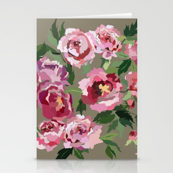 Happy peony medium gray background Stationery Card Gallery Image 2