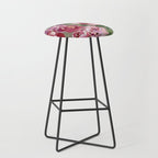 Happy peony medium gray background Stool Gallery Image 1