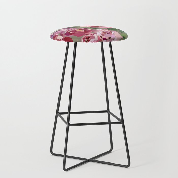 Happy peony medium gray background Stool Gallery Image 1