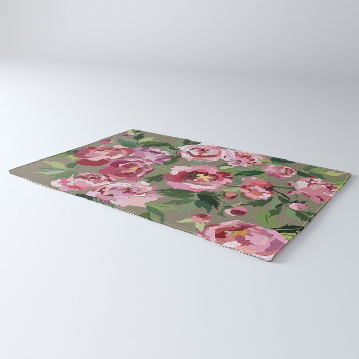 Happy peony medium gray background Rug Gallery Image 3