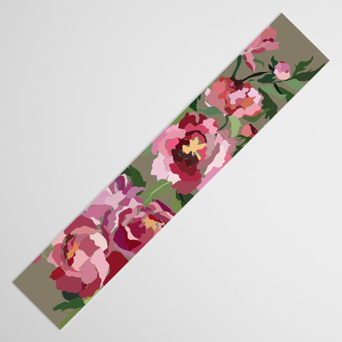 Happy peony medium gray background Table Runner Gallery Image 3