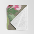 Happy peony medium gray background Throw Blanket Gallery Image 3