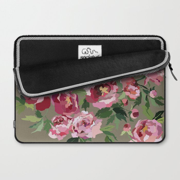 Happy peony medium gray background Laptop Sleeve Gallery Image 2