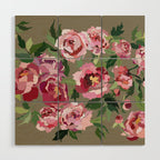 Happy peony medium gray background Wood Wall Art Gallery Image 1