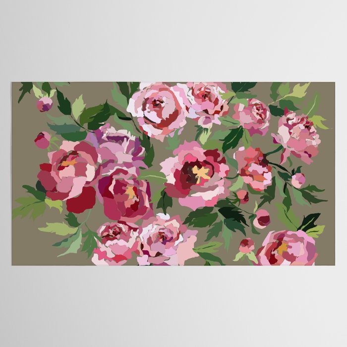 Happy peony medium gray background Tablecloth Gallery Image 2