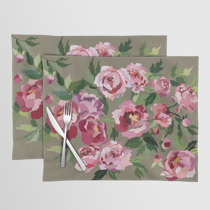 Happy peony medium gray background Placemat Gallery Image 1