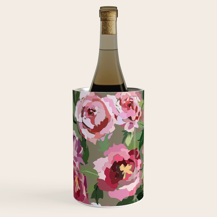 Happy peony medium gray background Wine Chiller Gallery Image 1