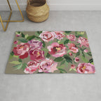 Happy peony medium gray background Rug Gallery Image 1