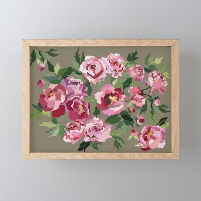 Happy peony medium gray background Mini Art Print Gallery Image 1