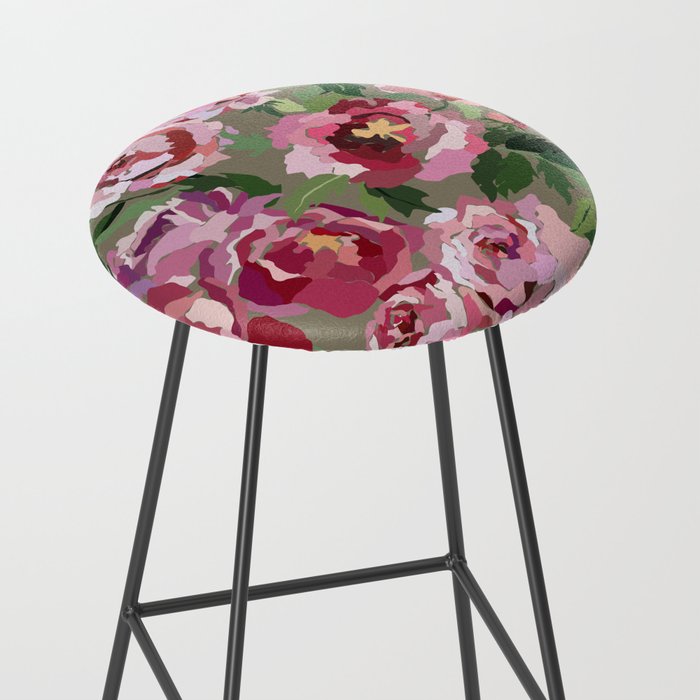 Happy peony medium gray background Stool Gallery Image 2