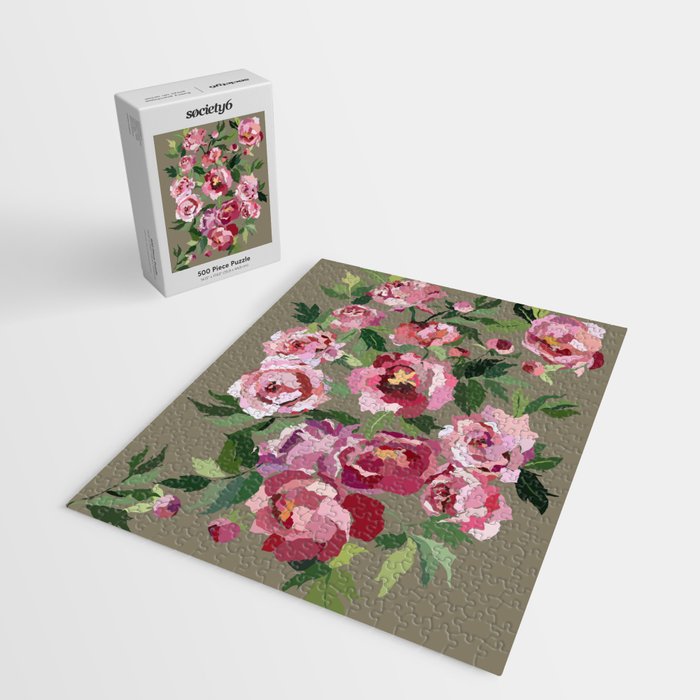 Happy peony medium gray background Jigsaw Puzzle Gallery Image 2