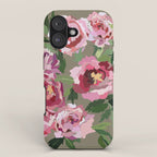 Happy peony medium gray background iPhone Case Gallery Image 1