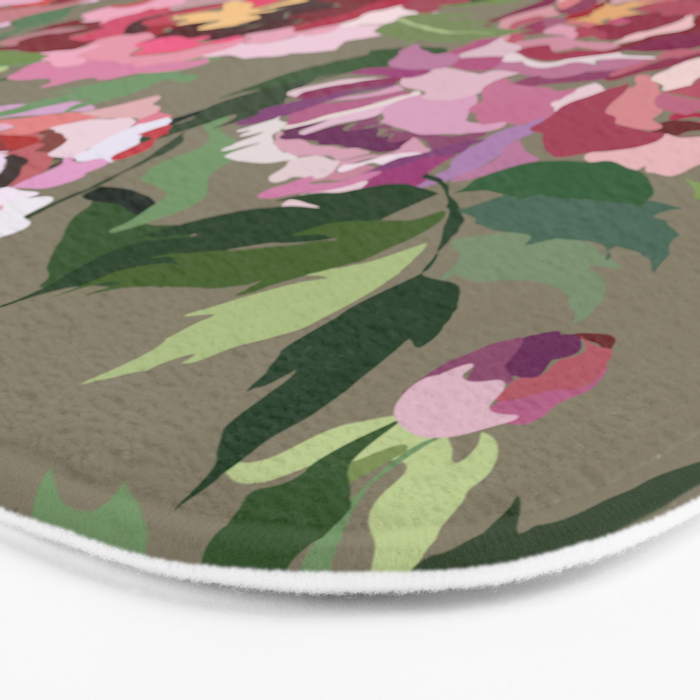 Happy peony medium gray background Bath Mat Gallery Image 3