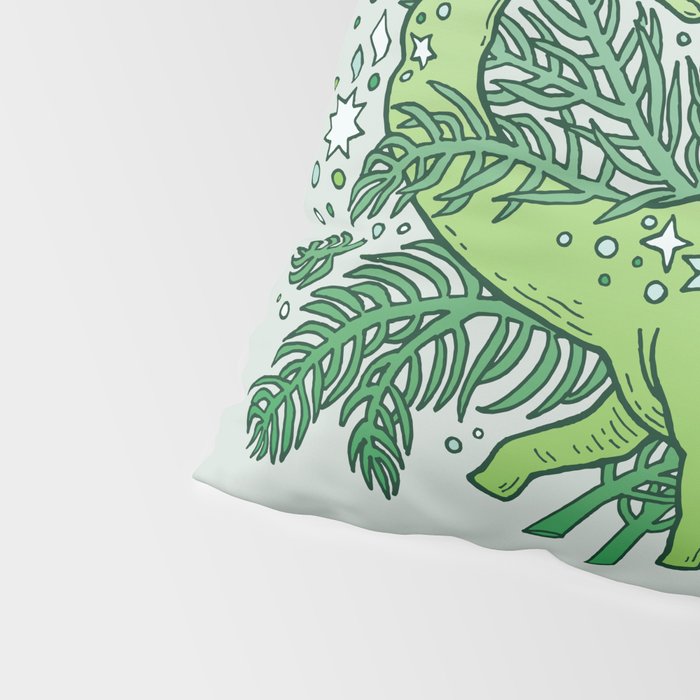 Evergreen Apatosaurus | Dinosaur Cosmic Festive Art Pillow Sham Gallery Image 4