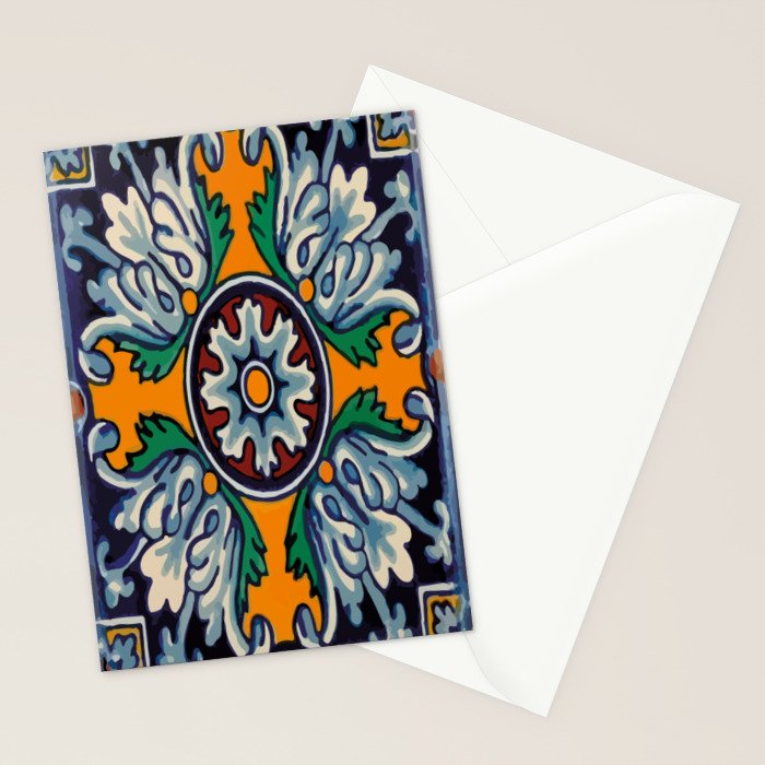 Mandala mexican talavera tile ceramic mosaic Stationery Card Gallery Image 2