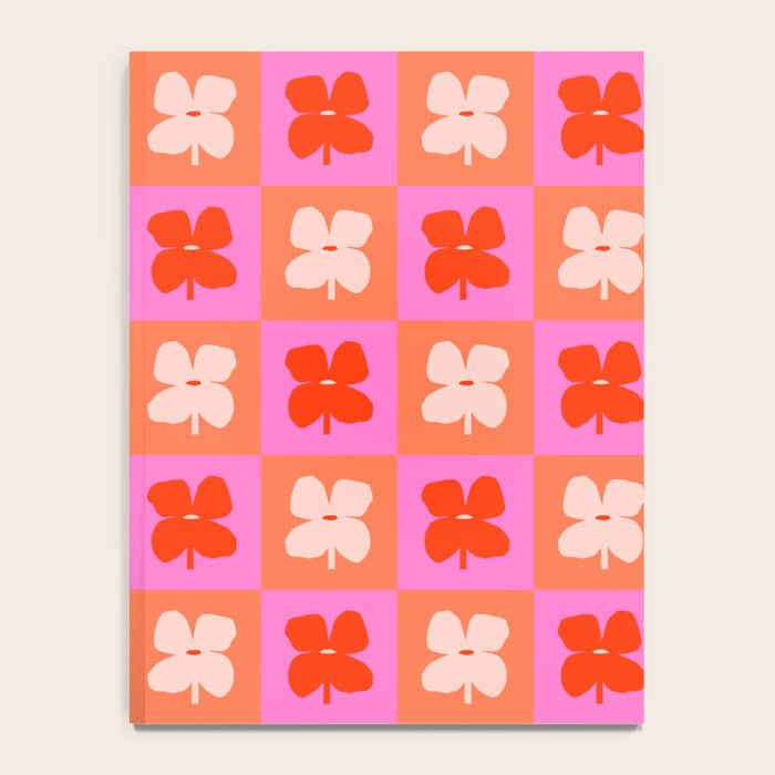 Retro Tropical Checkered Floral Pattern Notebook Gallery Image 4