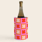 Retro Tropical Checkered Floral Pattern Wine Chiller Gallery Image 1